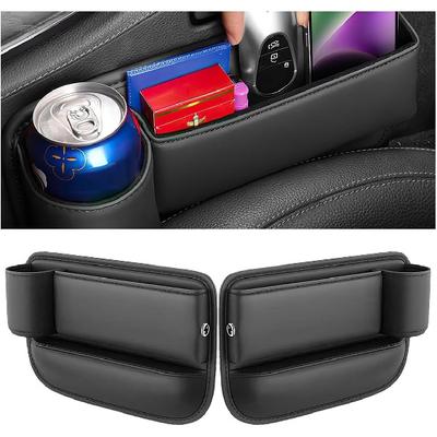 2 Piece Car Seat Gap Packing,Leather Car Seat Gap Storage Rack,With Cup holder,Adjustable Car Seat Storage Box,Universal Front Row Car Seat