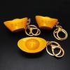 Prosperous Charm Pendant Keychain 2026 Golden Rubber Charm Keyring For Good Fortune Decoration And Daily Wear Use