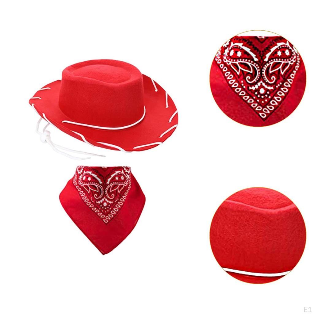 Children's Cowboy Hat And Bandana Set for Cosplay Carnival Cowgirl