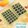 24 Grid Square Ice Cube Tray with Lid Flexible Easy Release Silicone Ice Cube Mold Reusable Ice Freezer for Cocktails Beverages 6