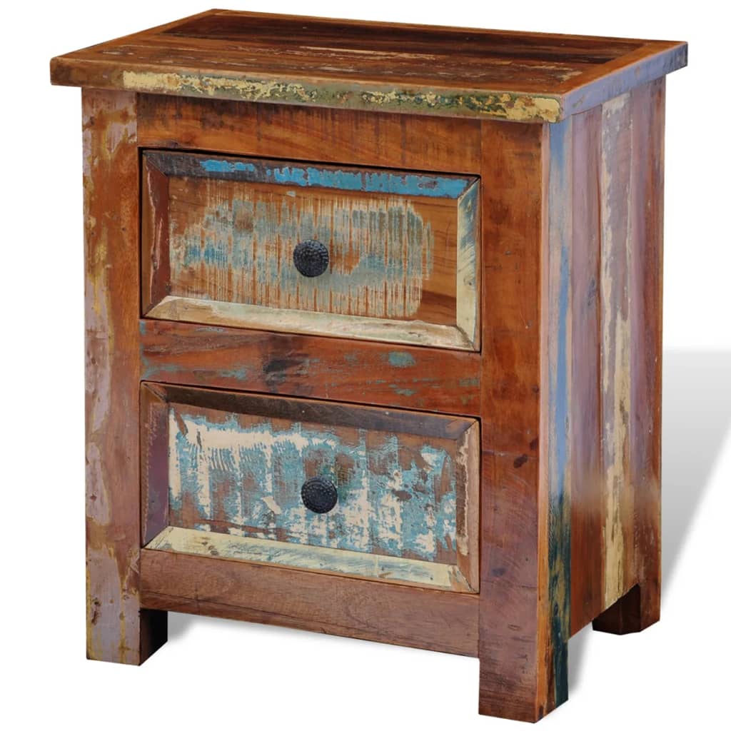 Nightstand with 2 Drawers Reclaimed Solid Wood