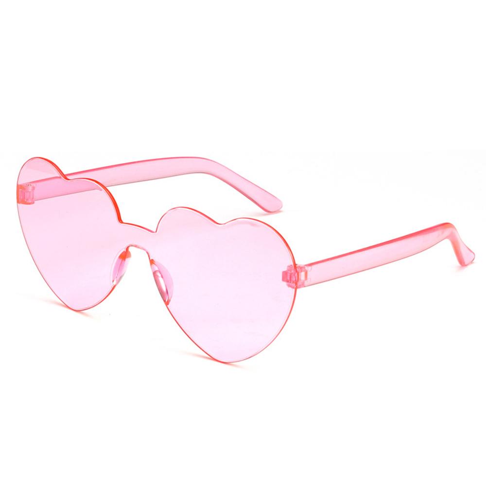 Love Heart Shape Sunglasses Women Rimless Frame Tint Clear Lens Colorful Sun Glasses Female Red Pink Yellow Shades Travel