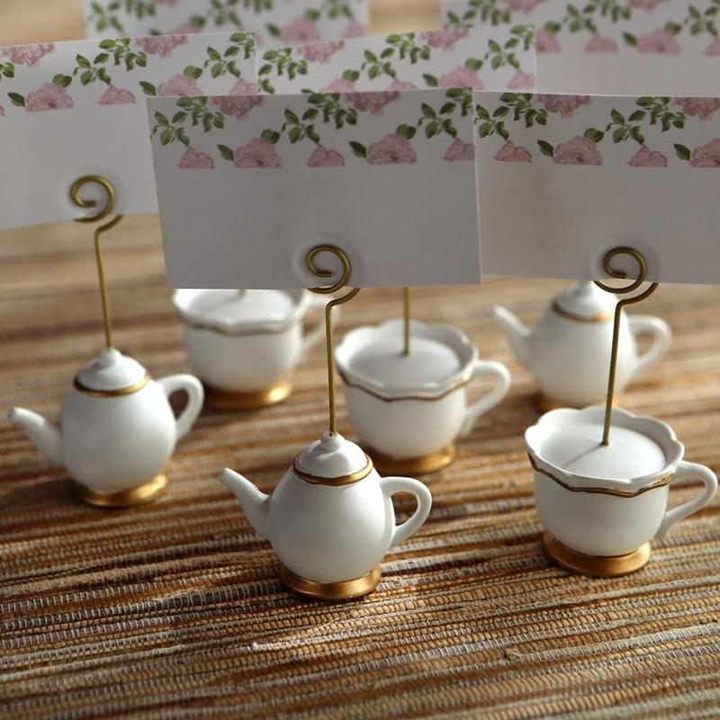 WTEMPO Creative Teapot/Teacup Shaped Design Card Holders Office Business Note Holders Home Message Holders DIY Photo Holders Seat Number Holders