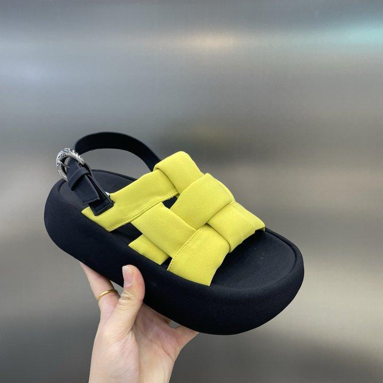 Comfortable and Versatile Platform Sandals for Summer New Round Toe Braided Straight Buckle Strap Beach Sandals for Women