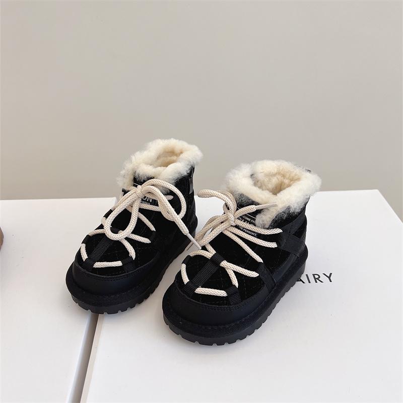 2025 New Winter Children Snow Leather Boots Warm Plush Toddler Boys Shoes Non-slip Fashion Baby Girls Boots