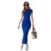 2024 Summer Solid Color Slim Fit Round Neck Hip Wrap Dress for Women