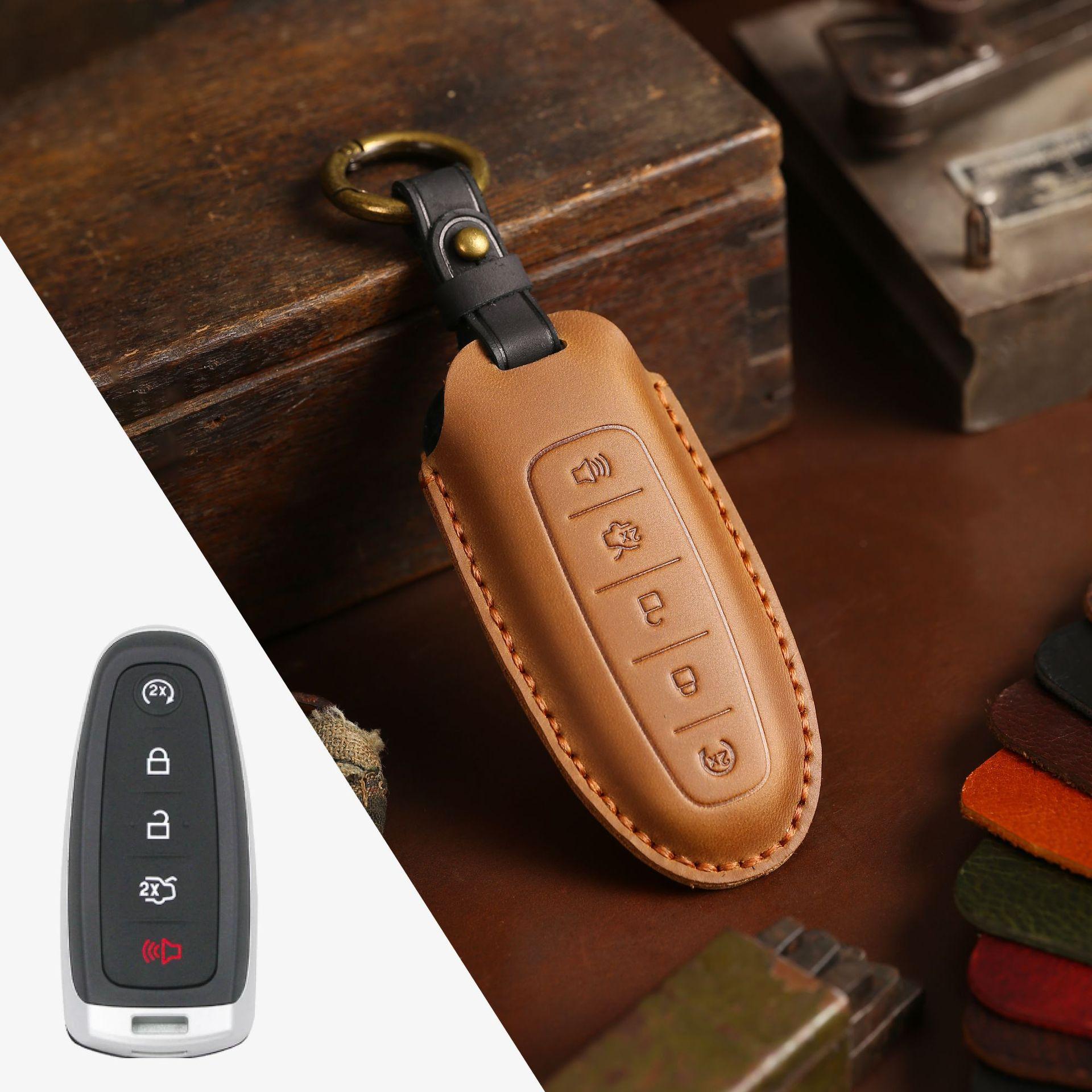 

The Upper Car Key Case Is Suitable For Lincoln Key Case Aviator Navigator Navigator Key Case Case коричневый