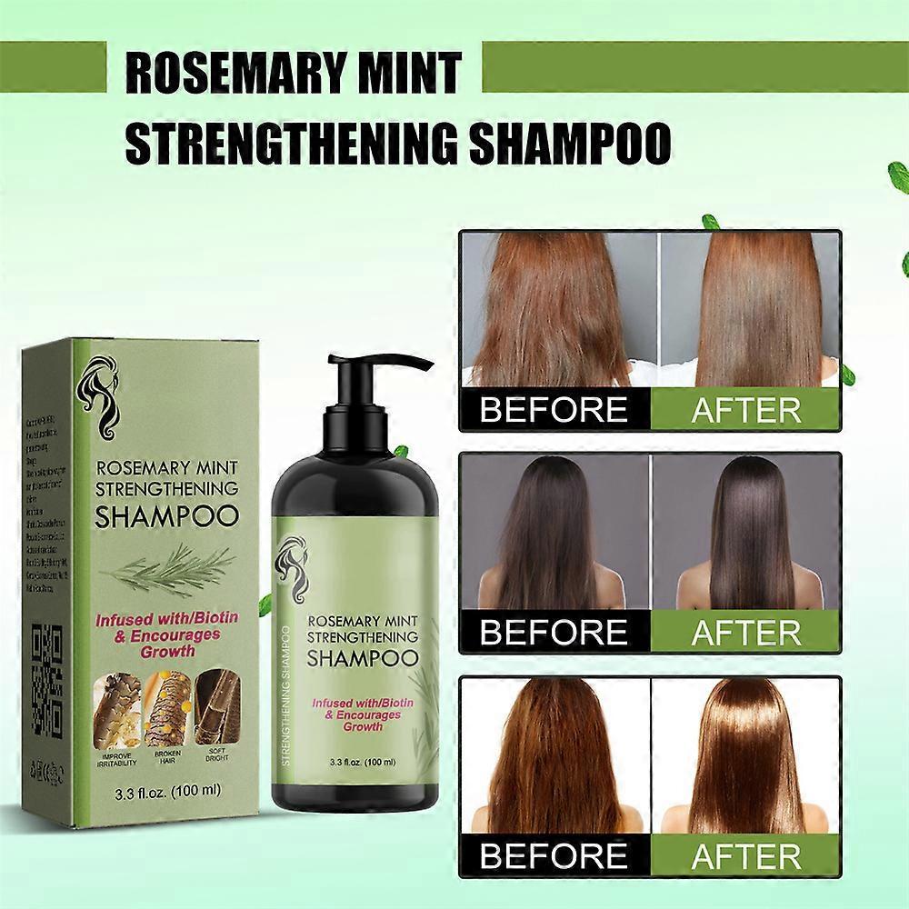 1-3X Neues Rosmarin Minze Shampoo mit Biotin, Reinigt & Stärkt Brüchiges Haar, Haarpflege Shampoo