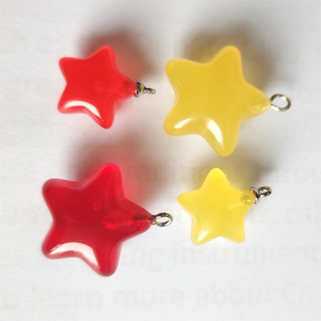 TX32 10pcs 17x10mm Candy Color Acrylic Star Charms Simple Pendant Handmade Jewelry Making Diy Bracelet Necklace Accessories
