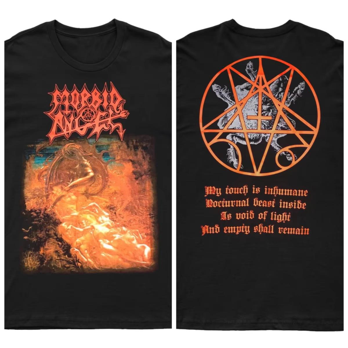 

2025 New MORBID ANGEL – BLESSED ARE THE SICK Printed Unisex Street Fashion Trend Short Sleeved Pure Cotton Round Neck S