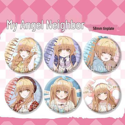 Shiina Mahiru Angel-kun Tinplate Shattered Glass Guba Badge Backpack Charm Anime Peripheral
