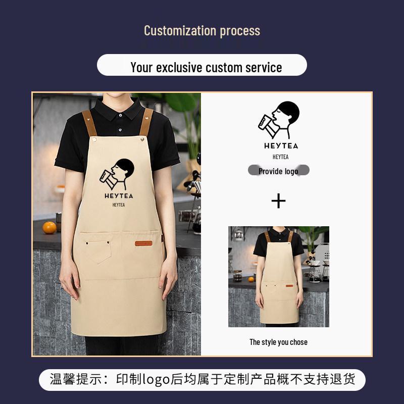 Waterproof Custom Logo Apron for Women: Perfect for Waiters at Coffee, Milk Tea Shops, and Supermarkets