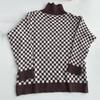 Women's Autumn and Winter Checkerboard Lapel Loose Knit Colour Block Sweater