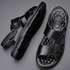 Sandals men's 2025 new first-layer cowhide men's casual beach shoes genuine leather breathable slippers thick-soled large-size shoes
