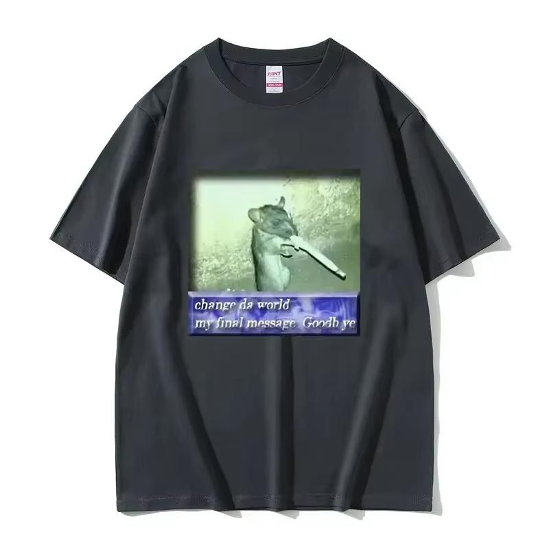Change Da World My Final Message Goodb Ye Tshirt Fun Mouse Meme Pattern Tshirt Womens Fashion Short Sleeve Tshirt