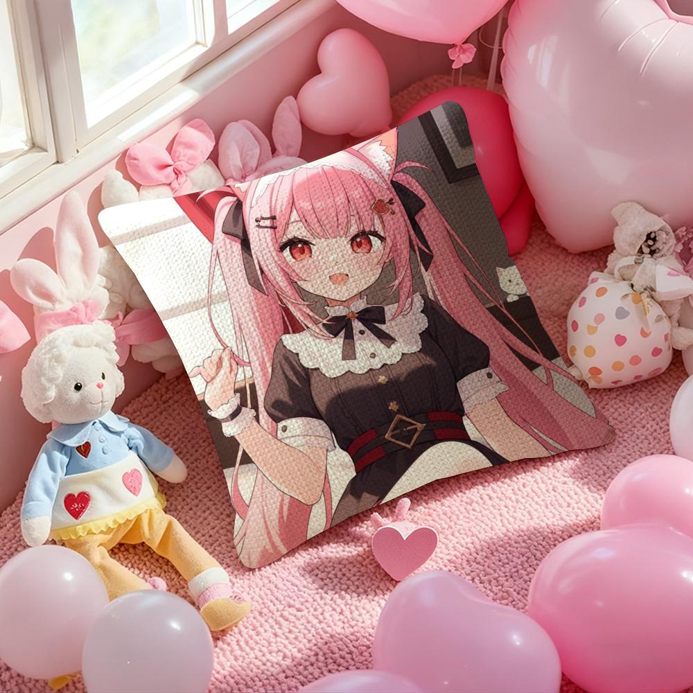 

Cat Girl Cute NNekoparaS Pillow Case Antidustmite Pillowcase Invisible Zipper Silky Short Plush Sofa Cushion Cover 30x30 cm