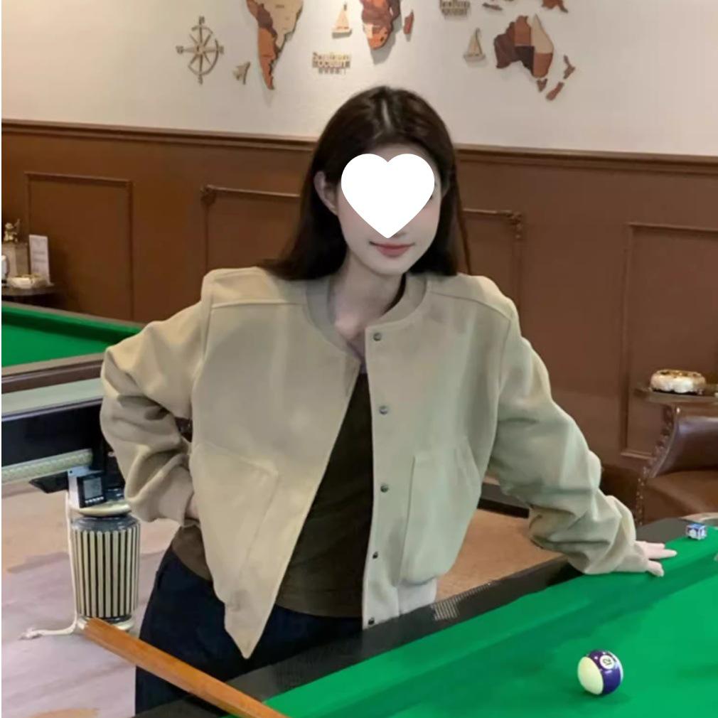 Damen American Retro Graue Baseballjacke - Frühling/Herbst Stil, Locker, Lässige Passform