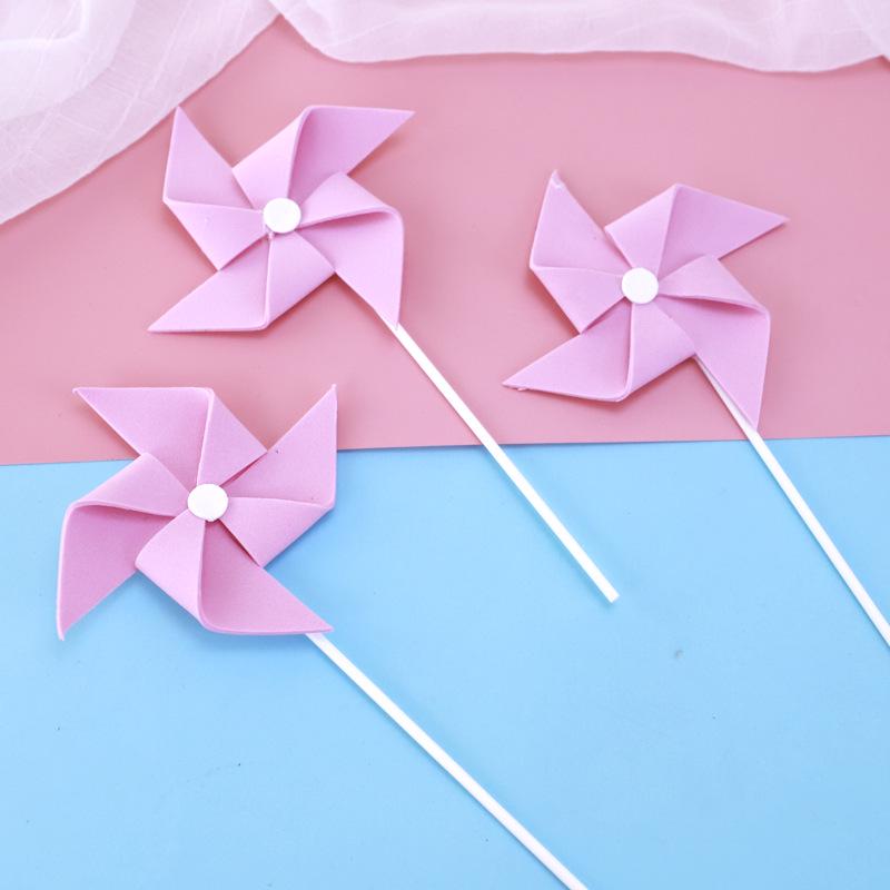Baking Sponge Cake Decoration: Colorful Pinwheel Topper for Children s Birthday
