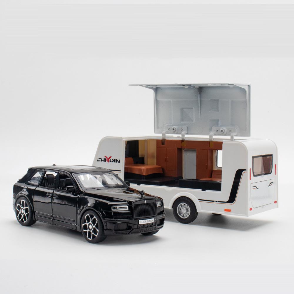 1:32 Scale Rolls Royce Cullinan RV Car Models Alloy Diecast Toys Pull Back 6 Doors Opened Camping Vehicle Toy for Kids Presents