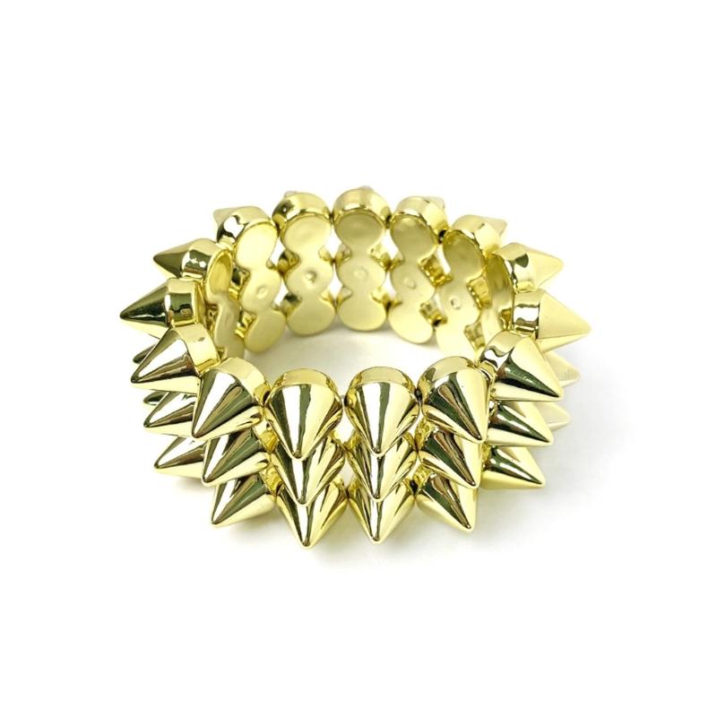 Versatile Occasion Star Rivet Punk Bracelet 3 Layer Elastic Wide Bangle Comfortable Wear for Event and Gatherings