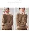 Women's Versatile Cashmere Round Neck Sweater - Thin, Simple, Loose-Fit Knitted Design for Autumn/Winter.