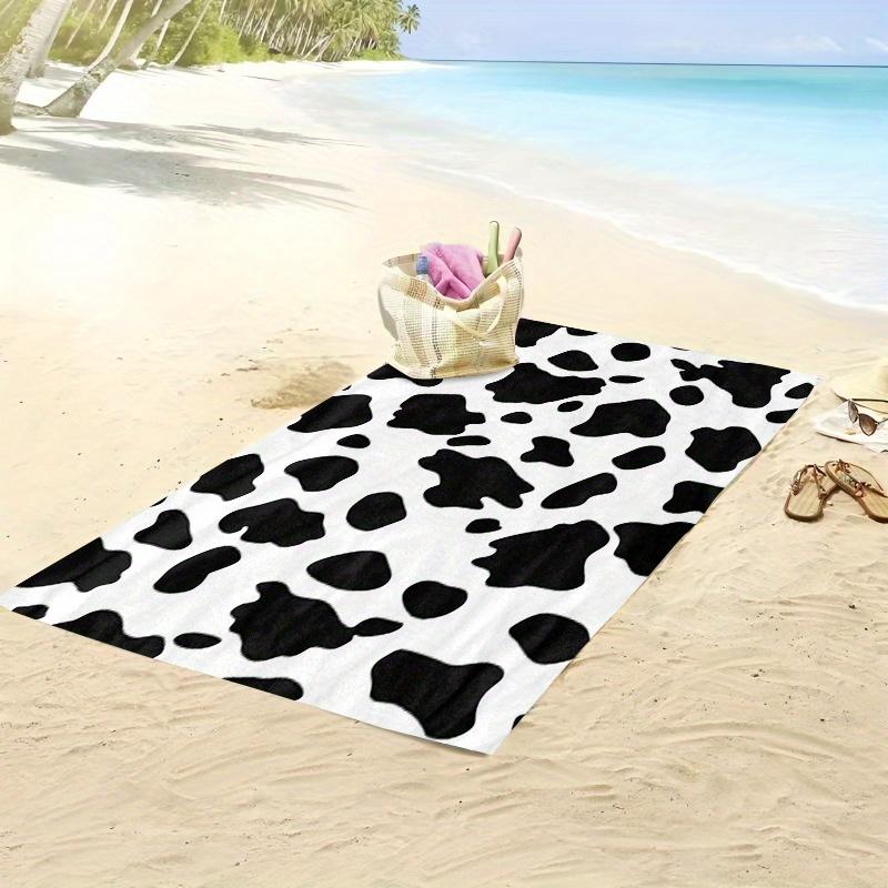 1pz Asciugamano da Spiaggia a Pois di Mucca Morbido Tessuto in Microfibra Unisex Asciugamano Sovradimensionato per Nuoto Viaggio Campeggio Asciugamani da Bagno Elegante Animale