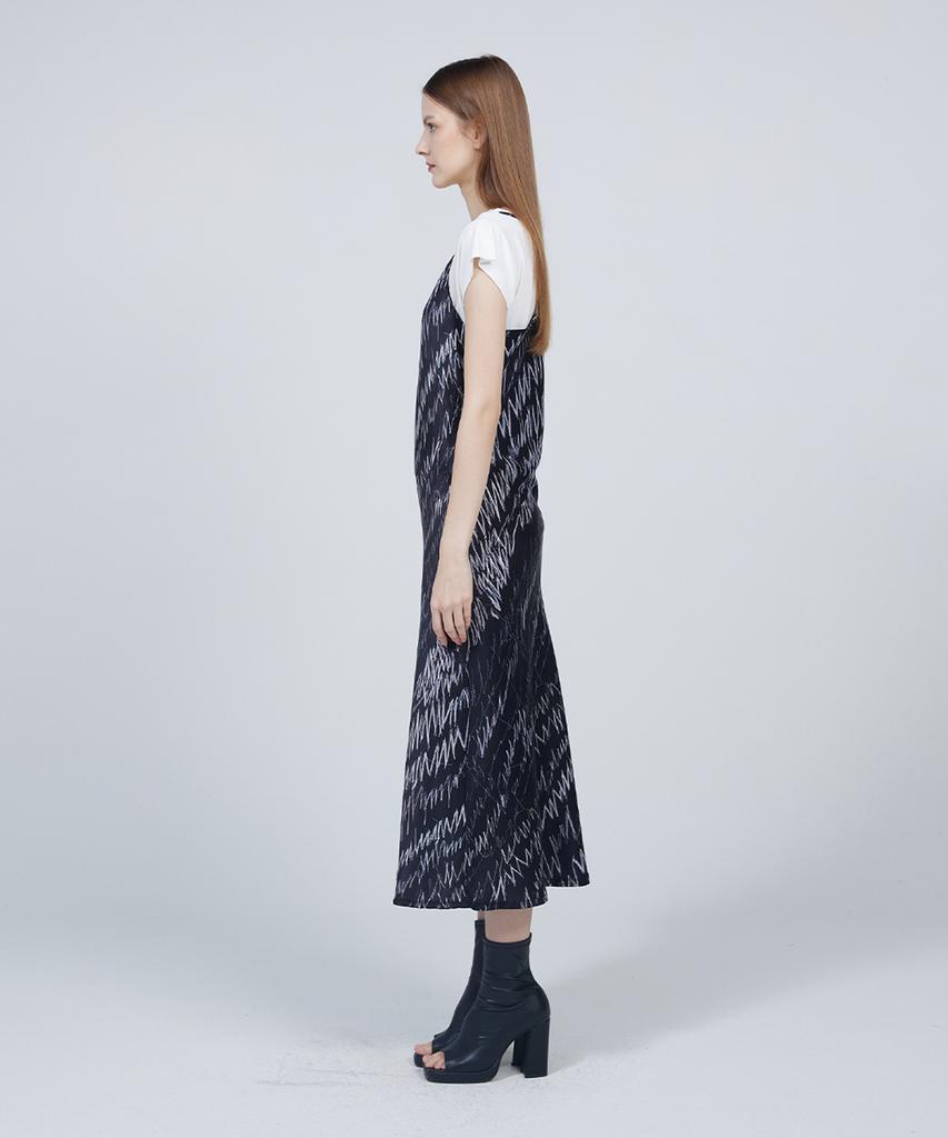 Meuameu [Essential] Signature Pattern Sleeveless Midi Dress