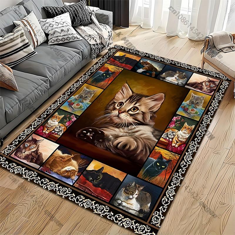 Artistic portraits of various cats carpet Yoga living room room decor children's crawling mat doormat area rug games mat