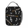 Clarinet Music Note Pattern Insulated Lunch Bag for Kids School Cooler Thermal Food Box Tote Portable Lunch Boxes Container