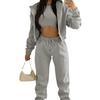 1116 European and American women's clothing, new summer models, solid color casual sports hooded sweater and trousers three-piece set