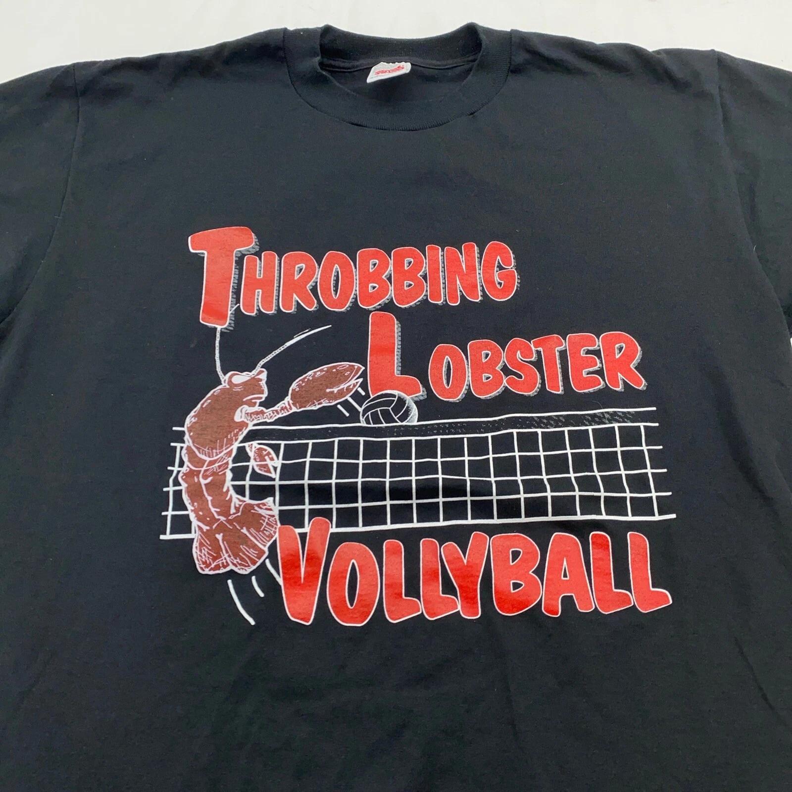 vintage 90s THROBBING LOBSTER VOLLYBALL T-Shirt LARGE beach volleyball 2XL