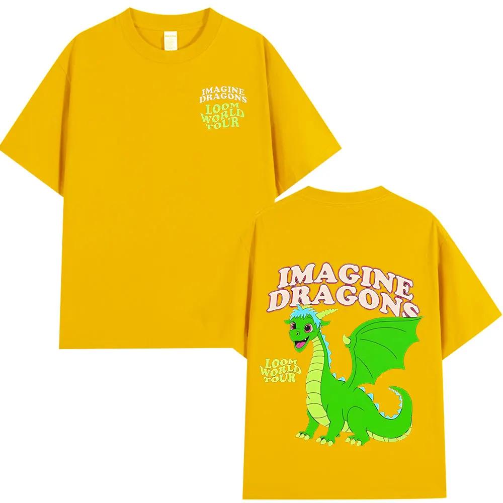 Summer Adult Imagine Dragons Loom World Tour Rock Band Tshirt Cartoon Dragon High Quality 100 Cotton Mens Women Shortsleeved