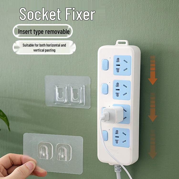 Wall-Mount Power Strip Holder: Strong Adhesive, No-Punch, Double-Sided Velcro Fastener for Routers and Sockets