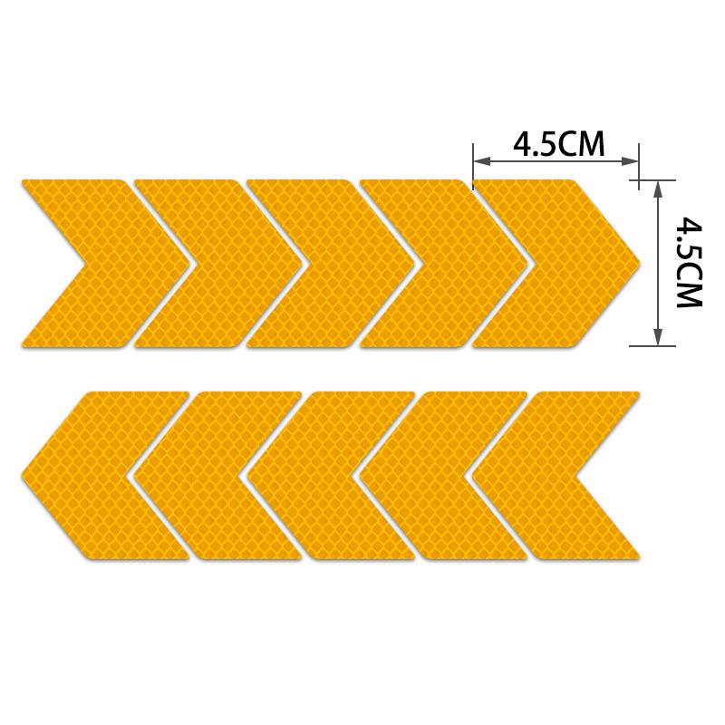 10PCS Arrow Reflective Adhesive Tape Sticker Decal Safety Caution Warning Reflective Tape For Truck Motorcycle Bicycle Moulding