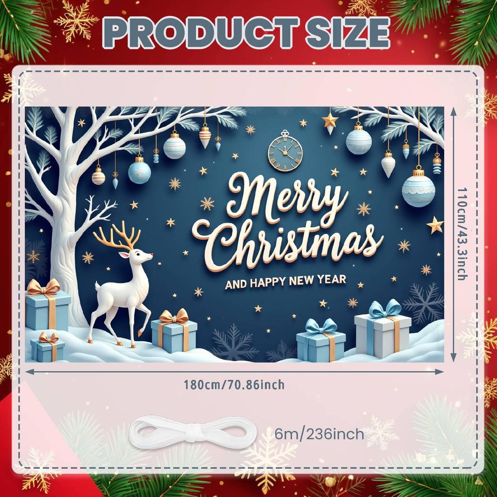 Weihnachtsdekoration Elegantes Design Weihnachtsbaum-Banner Neujahrsbanner Blaues Thema Rentier-Banner Für Familientreffen Neu