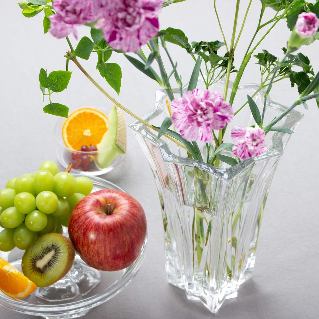 Toyo Sasaki Glass Flower x 26 x Raison Made in Dishwasher Vase, Clear, Approx. 17.9 17.9 cm, Medium, Japan, Safe, P-26382-JAN