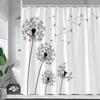 Tende da Doccia Dente di Leone Bianco e Nero Fiori Primaverili Piante Creative Minimaliste Moderne Tessuto Tenda da Bagno Arredamento Bagno Casa