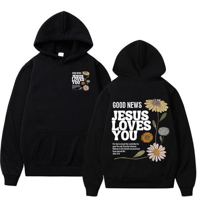 Good News Jesus Loves You Christian Hoodies Men's Women Clothing Fashion Harajuku Sweatshirt Oversized Fleece Keep Warm Pullover
