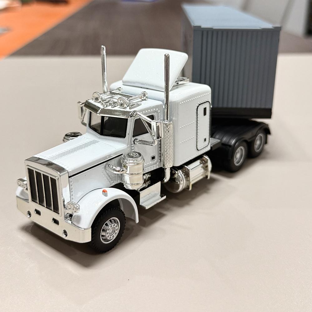 1:50 Amerikanischer Anhänger Transportfahrzeug Diecast Legierung Vorderteil Container LKW Modelle Spielzeug Ton Licht Autos für Jungen Weihnachtsgeschenke