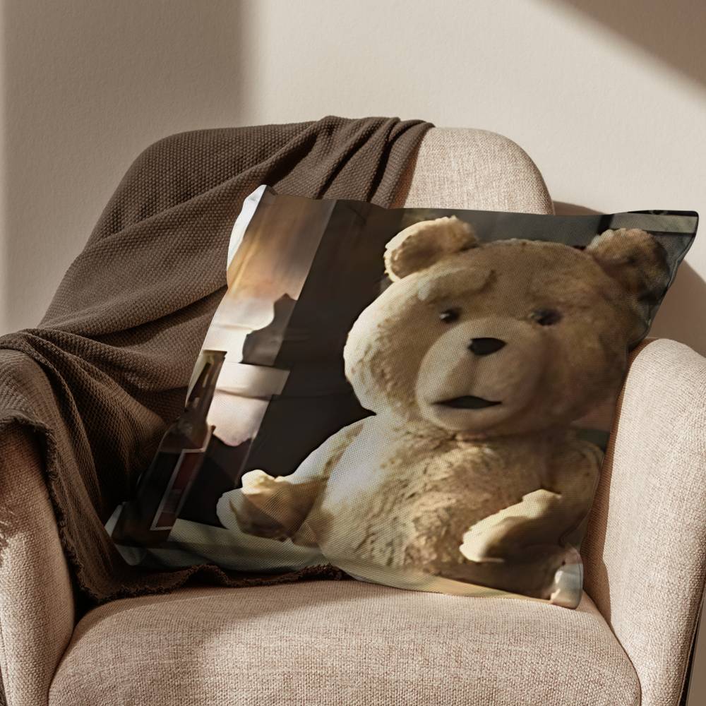 Movie Cute Ted Bear Pillow Case Antidustmite Pillowcase Invisible zipper silky short plush Sofa cushion cover