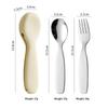 Food Safe Toddler Spoon and Fork Set Stainless Steel with Waterproof Silicone Storage Case for Kids School Lunch Use