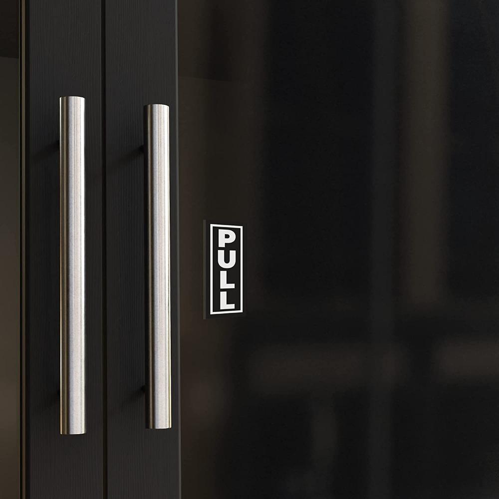 Self-Adhesive Door Sign Black Push Pull Stickers 2Set Stores