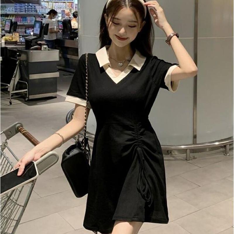 2025 Sommerkleid mit Kordelzug und kurzen Ärmeln im japanischen Stil für Damen