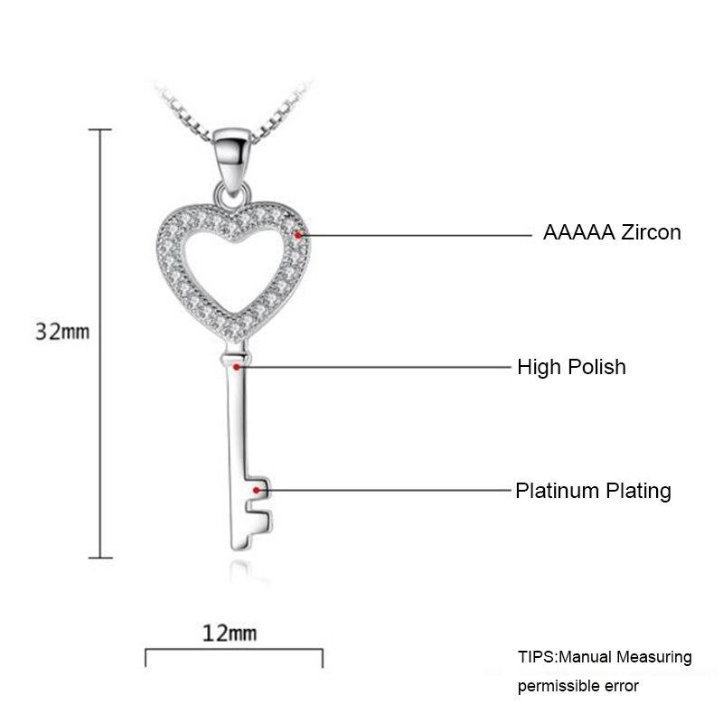 Sterling Color Stylish Stylish Love Heart Key Pendant Pendant Necklace Cubic Cubic Zircon Jewelry Women Giveaway Gifts S N74Fashion Pendant