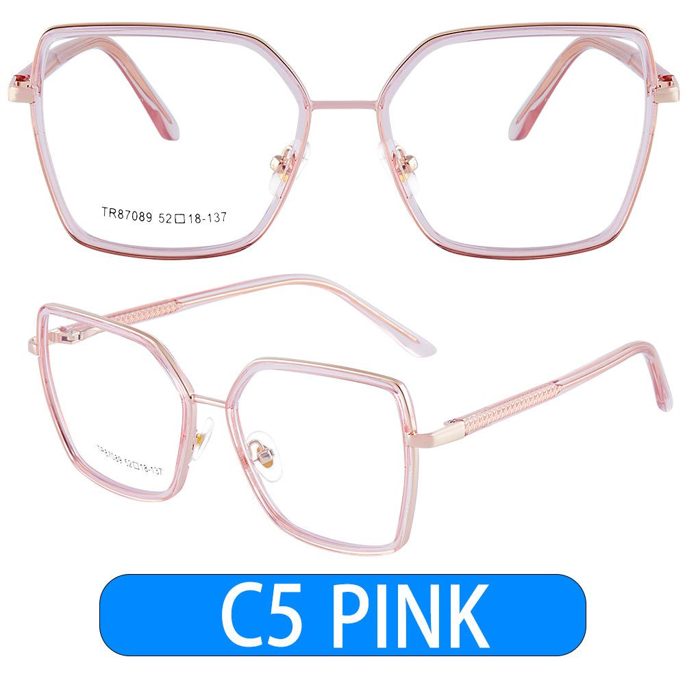 87089 Tr90 Anti-Blue Glasses Square Frame Glasses Frame Metal Spring Foot Full Frame Glasses Flat Glasses