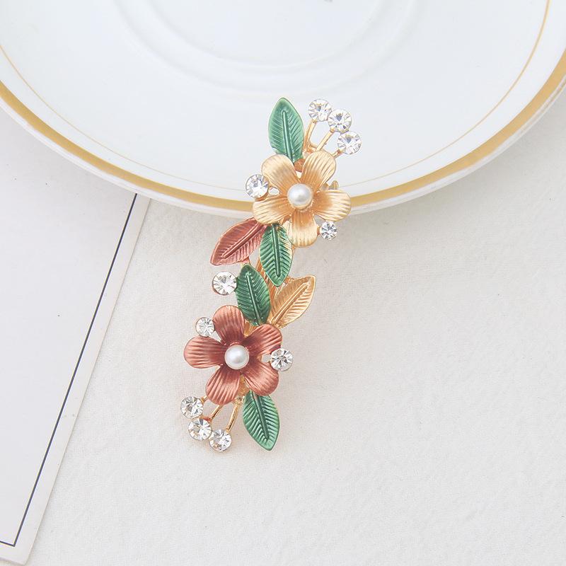 Flower Hairpin Women'S Back Of The Head Zinc Alloy Diamond Paint Hollow Butterfly Spring Clip Autumn And Winter Hairpin Hair Accessories