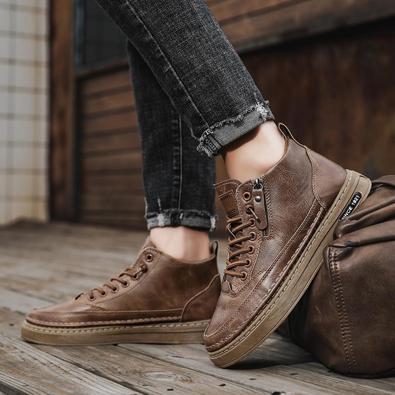 Men's Boots Winter Cotton Shoes High-top Fashion Casual Shoes Trend Boots Flat Shoes Korean Version Tooling Shoes Student 2025