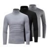 3Pcs Men Casual High Neck Long Sleeve T Shirt Solid Color Slim Fit Pullover Undershirt Thermal Base Layer Set
