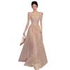 French Wedding Dress 1011 New Bridal Temperament Square Collar Super Fairy Fine Flash Out the Door Yarn Slim and Thin Banquet Evening Dress
