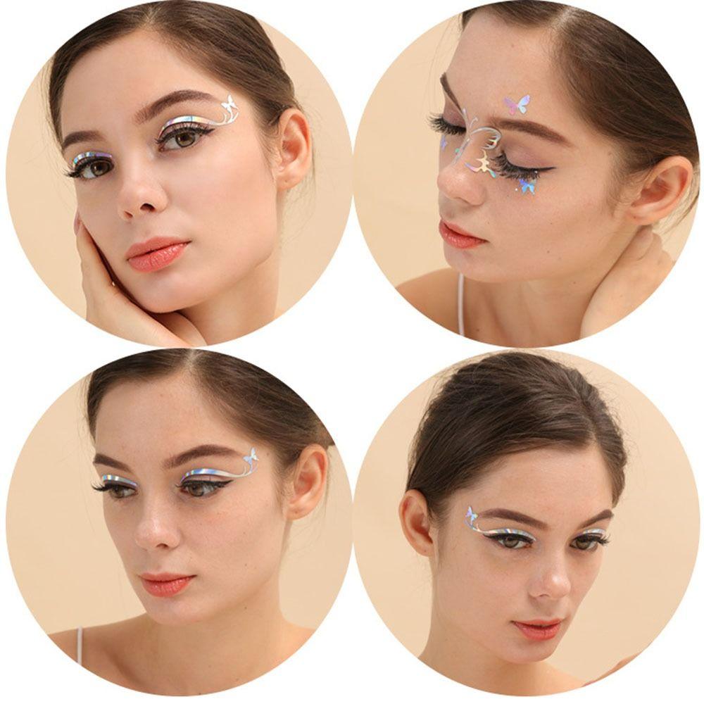 Silver Glitter Temporary Tattoo Sticker Waterproof Makeup Eyeliner Sticker  Women